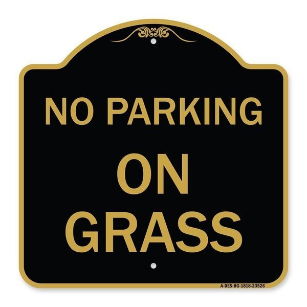 Designer Series Sign-On Grass, Black & Gold Aluminum Architectural Sign, 18